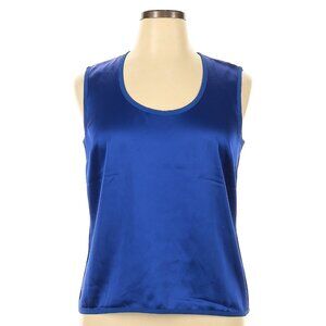 St. John Size 14 Royal Blue Satin Sleeveless Top